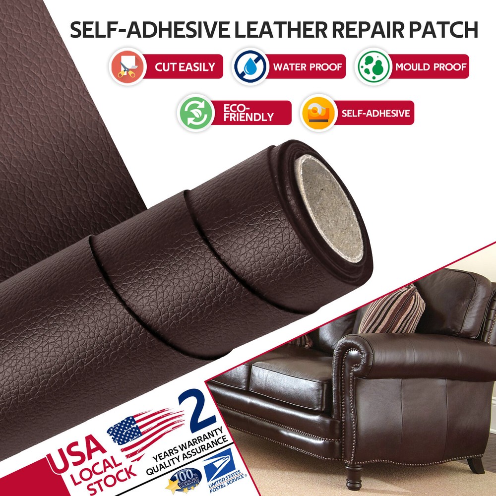 Brown Leather Repair Kit Self-Adhesive Patch Sticking on Sofa Clothing Car Seat