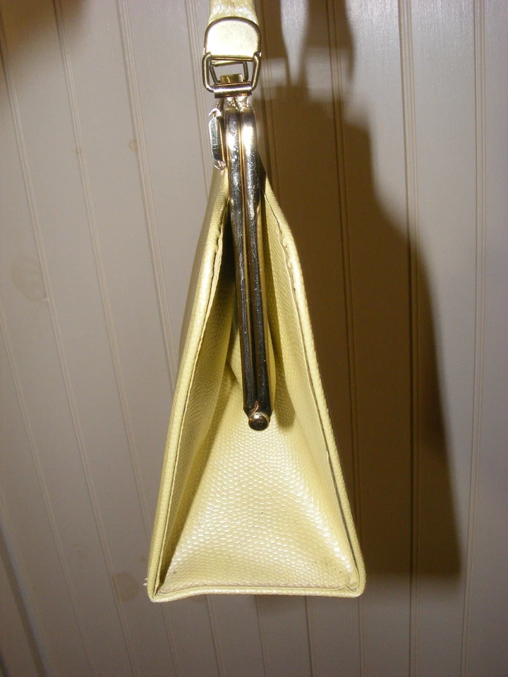 50S PURSE FAUX SNAKESKIN HANDBAG CHARTREUSE GREEN BAG 1950S FASHION ACCESSORY M - Image 4 of 4