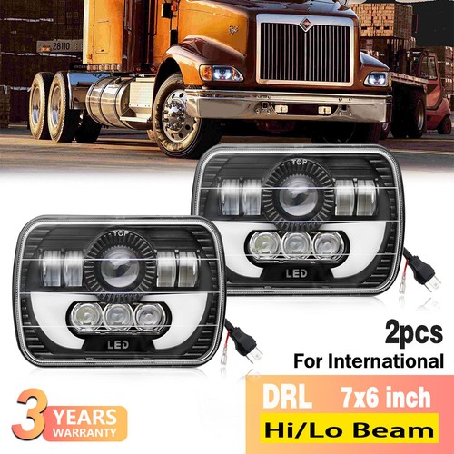 Pair 5X7 7X6 LED Headlight For International 5900i 7300 7400 9200 9400