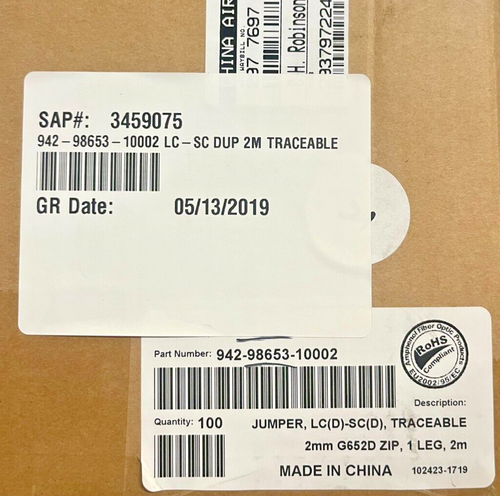 New Lot of 84 Amphenol 942-98653-10002 LC - SC 2M Traceable Jumper Cable - Picture 5 of 5