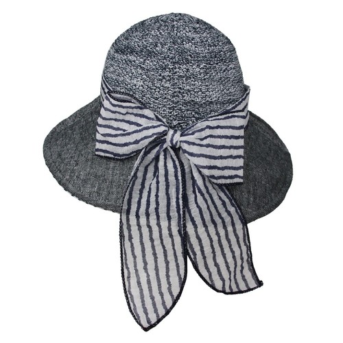 Striped Ribbon Floppy Medium Brim Bucket Hat Summer Beach Sun UV Travel Women - Picture 9 of 14