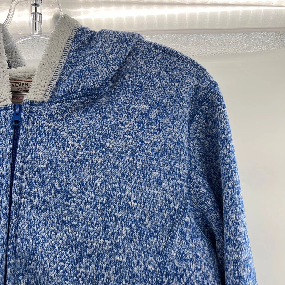 Sudadera con capucha Seven Apparel para mujer cremallera completa azul/blanco talla mediana bolsillos medianos Foto 4 de 4