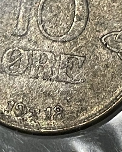 NETHERLANDS 10 ORE 1918 SILVER COIN - Picture 2 of 3
