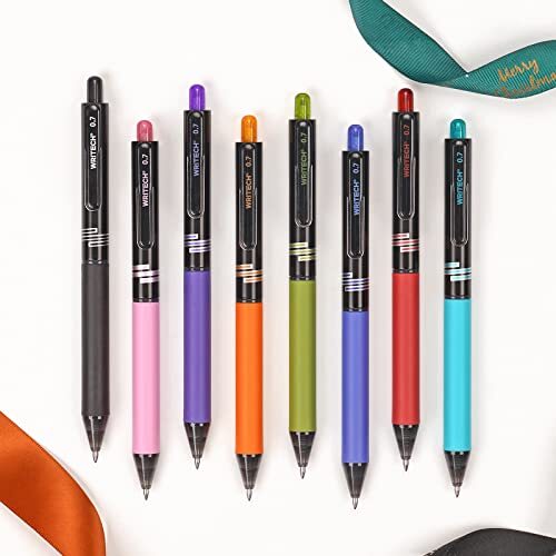 WRITECH Retractable Gel Ink Pens Multi Colored Medium Point Colorful 