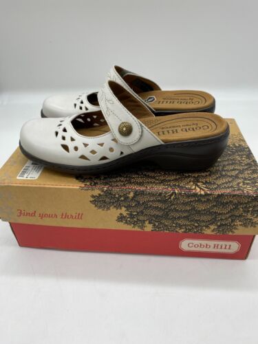 Cobb Hill REVmellow White Slip On Mules Closed Toe Sandals Womens Size 7 M