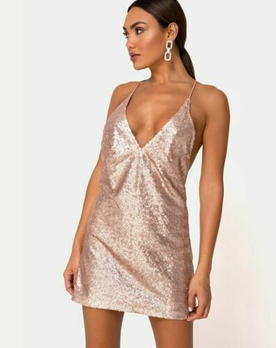 Bardot Aradia Sequin Halter Slip Dress Baby Pink 10 | eBay UK