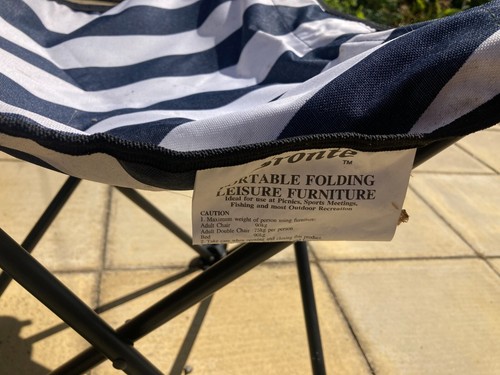 Bronte blau & weiß gestreift klappbar Garten Camping Angeln Stuhl mit Tasche - Bild 5 von 6