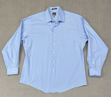 Arrow Mens Fitted Dress Shirt Long Sleeve Blue 17.5 34/35, Wrinkle Free Poplin