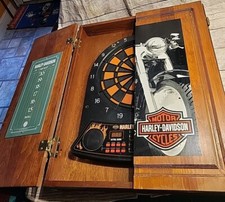 RARE Harley Davidson Electronic Soft Tip Dartboard / Motorcycle Cabinet RARE