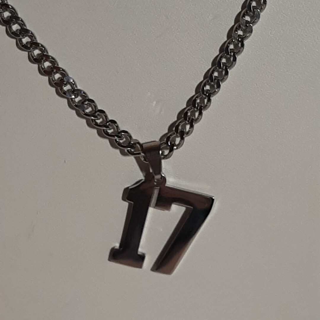 Rehoboth Football Jersey Number Pendant Necklace - Stainless Steel Adjustable Chain, Choose Your Number 0-99 - View #5