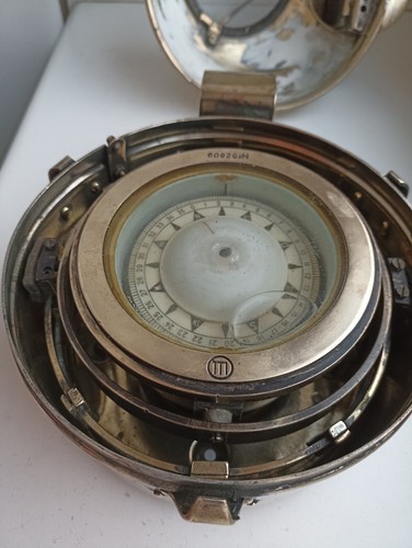 vintage 1955 USSR brass brass Russian ship boat compass - 第 5/12 張圖片