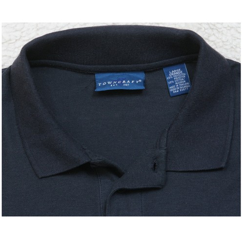 Polo Grande Negro Sólido 2 Botones Hombre Bolsillo Manga Corta Hombres Towncraft W10 - Imagen 3 de 5