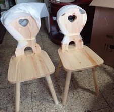 sedia tirolese con cuore in pino grezzo