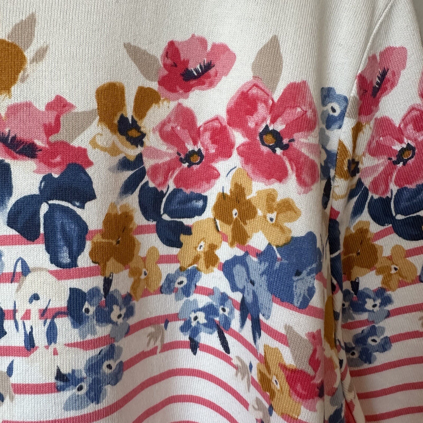 Joules Harbour Print Long Sleeve Top Floral Pink Cream Striped Size 22 New Rare image 5