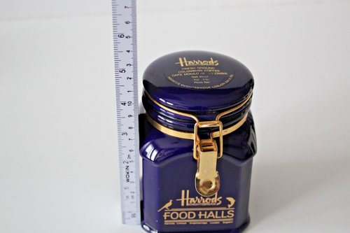 Harrods Knightsbridge Food Halls Storage Jar Coffee Canister Container Blue - Foto 9 di 10