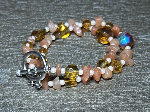 Colorful Glass Beaded Bracelet Toggle Lot of 6 Non Stretch Blue Pink Orange - Picture 6 of 18