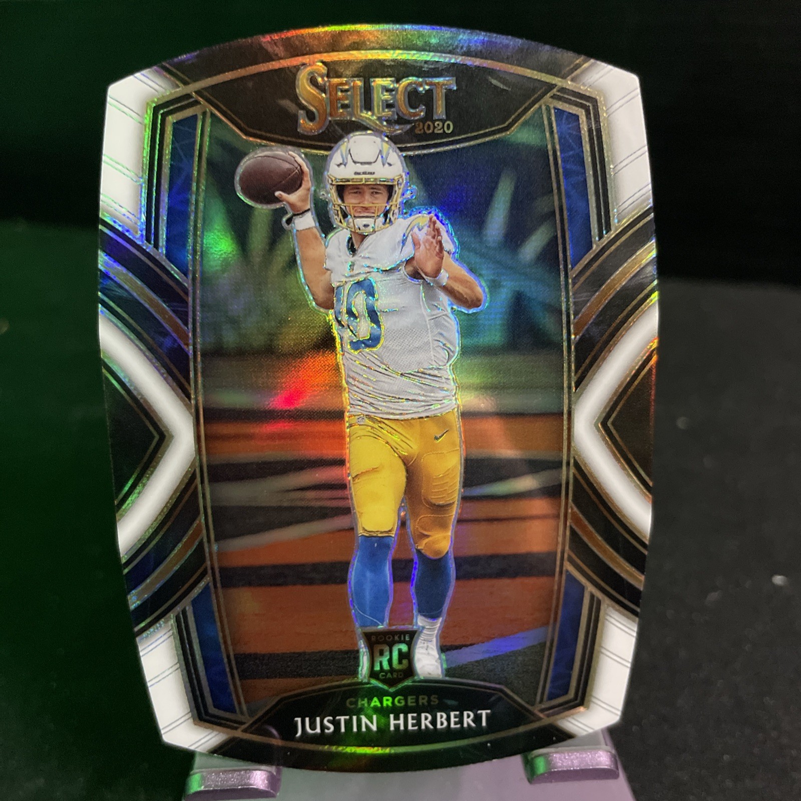 2020 Panini Select - Club Level Justin Herbert #244 White Prizm Die-Cut (RC)