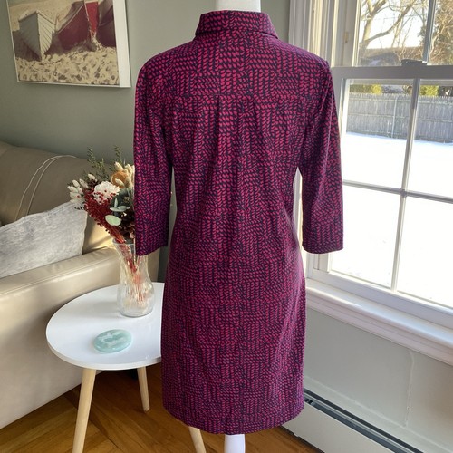 Jude Connally Etuikleid Damen XS / S rosa lila 3/4 Ärmel V-Ausschnitt Stretch - Bild 3 von 5