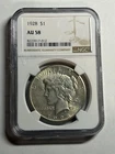 1928 $1 Peace Silver Dollar NGC AU58 Key Date Looks UNC