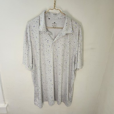 Adidas Golf Polo Shirt 2XL White Speckled Print Made with Parley Ocean Plastic