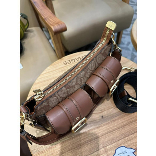 COACH Denim Ashton Signature Handbag Shoulder Bag CQ184 Luxury Women Brown Rare - Foto 9 di 12