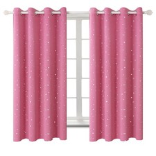 BGment Pink Star Blackout Curtains for Kid's Bedroom - Grommet Thermal Insulated