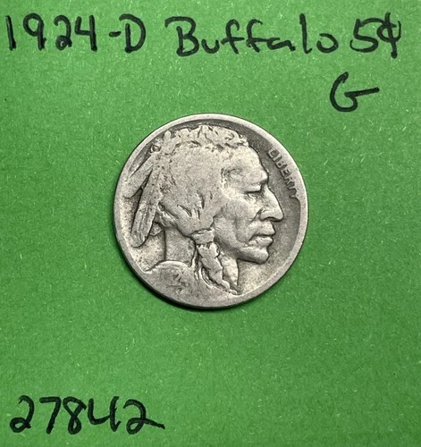 1924-D Buffalo 🦬 Indian Head Nickel 5c Good