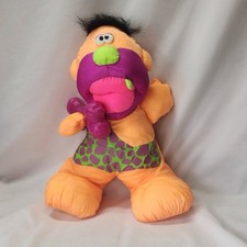 Fisher Price Puffalump Dino ROAR Caveman Grunting Noise Soft Plush 14" 1992