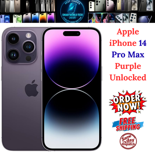 Apple iPhone 14 Pro Max 128GB/256GB/512GB Black Silver Gold Purple Unlocked Pris - Picture 36 of 51