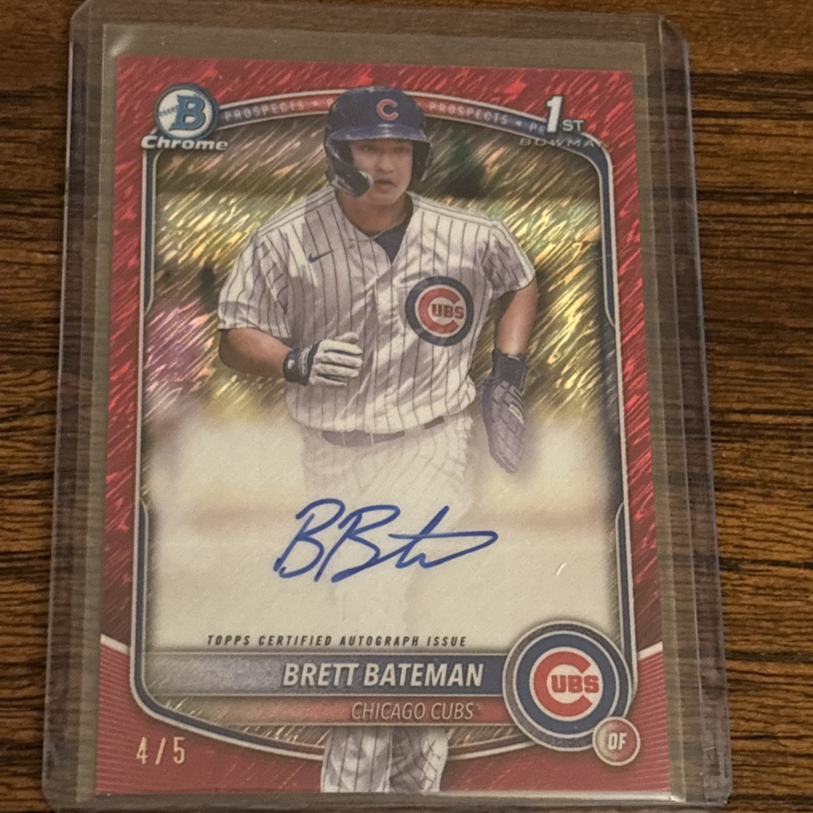 2025 Bowman Chrome Brett Bateman RED  Shimmer REF Auto # /5 SSP 1st Bowman