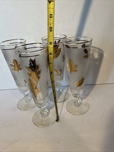 Vasos Pilsner vintage Libbey Gold Leaf 8-3/4" 12 oz - Lote de 4 - Imagen 9 de 9