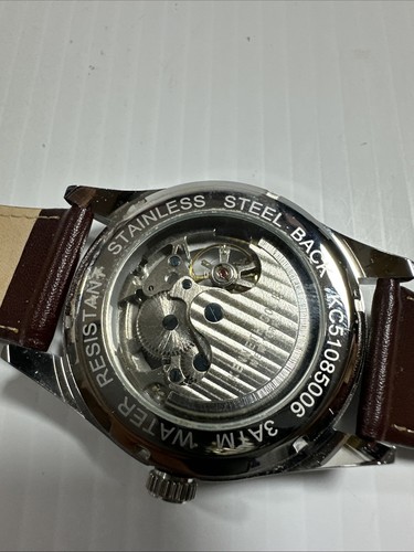 Kenneth Cole New York Men's Skeleton Automatic Watch Leather Strap KC51085006 - Picture 9 of 9