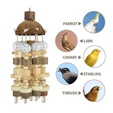 Bird Chewing Climbing Perch Toy Made of Coconut Shell Loofah Cotton Rope