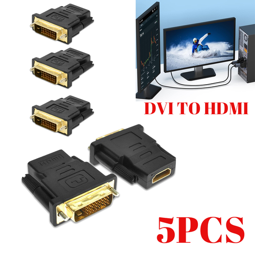 5PCS For HDTV PC Monitor Projector Blu-ray DVI-D Male to HDMI Female Adapter