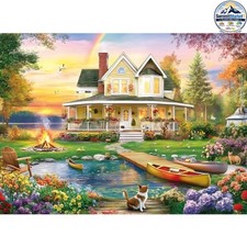 300 Piece Jigsaw Puzzle Lakeside Villa 20.5x15 in Large Pieces Family Activity