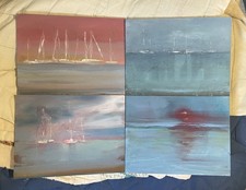 Oil Paintings on Canvas Cardboard by Flavio Biagi Marine Quartet