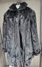 Dennis Basso Faux Mink Fur Black  Womens Coat Mid Length Logo Lined   Size 1X