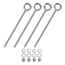 4-Sets Stainless Eyebolt M8x200mm Shoulder Lifting Eye Bolt with Nuts Washers