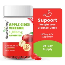 Nature's Key ACV-Apple Cider Vinegar Gummies -1000mg for Weight Loss 120 Gummies