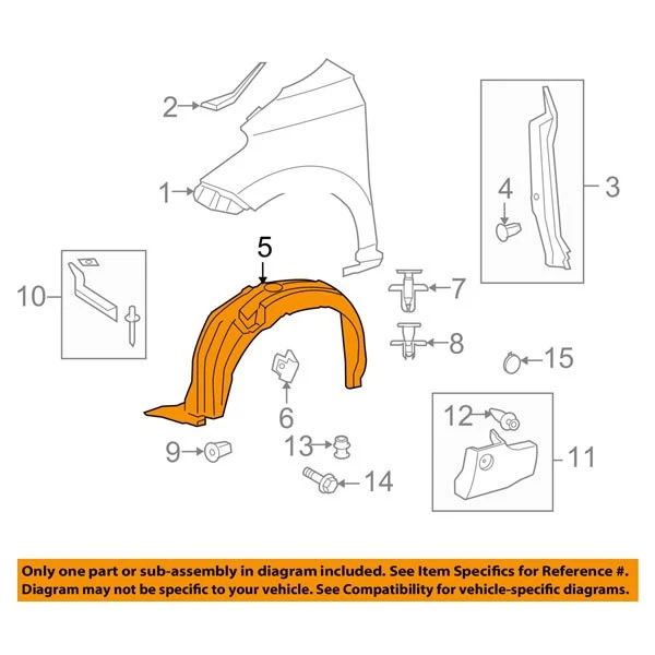 For 08-14 xD Hatchback Front Splash Shield Inner Fender Liner Panel 2PC SET PAIR - Изображение 3 из 4