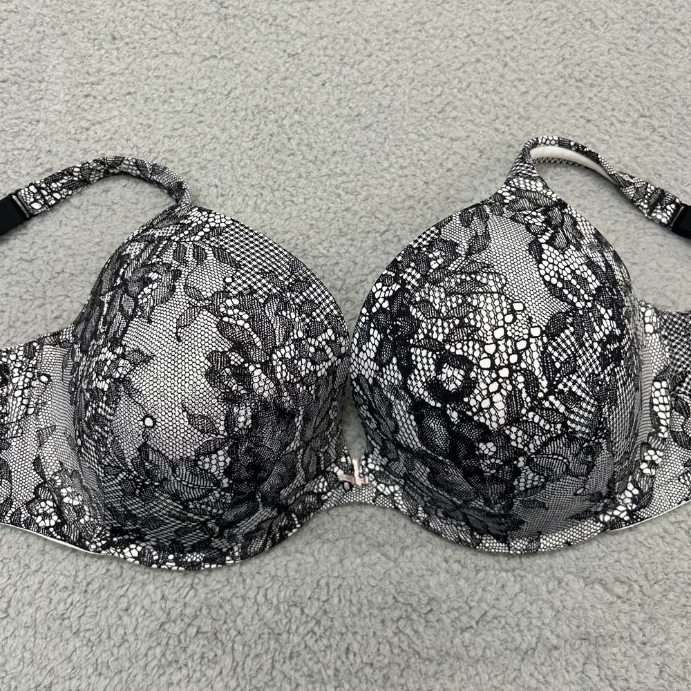 Cacique Bra 46D Push Up Bra Boost Plunge Mesh Over Floral Lane Bryant