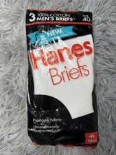 Vintage 1992 Hanes Men’s Briefs NOS 3 Pack White Size 40 USA Made Deadstock