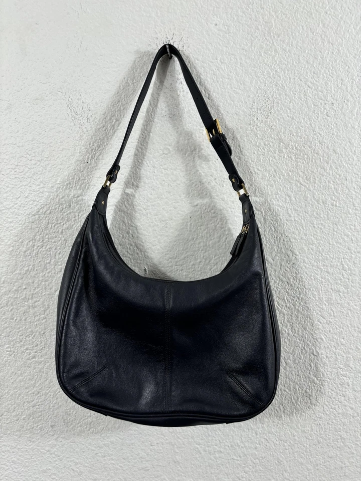 Винтажная женская наплечная сумка Etienne Aigner синяя кожа хобо золотистая фурнитура 90-е - Изображение 3 из 4