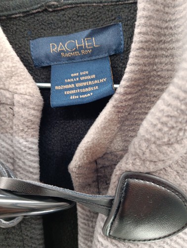 Rachel Roy Poncho Women's One Size Black Plaid Fleece Cape Hooded Open Jacket - Picture 3 of 11