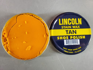 LINCOLN STAIN WAX SHOE POLISH TAN CAN NEW USMC MILITARY SPIT SHINE WATER RESIST