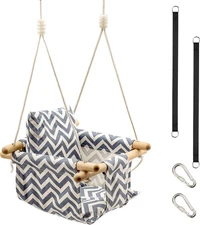 KINSPORY Toddler Baby Hanging Swing Seat Secure Canvas Hammock Chair with Soft