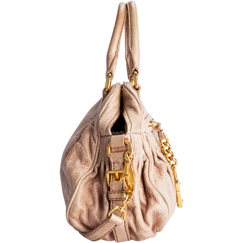 Cartera Miu Miu Beige Vitello Lux Cuero Dije - Imagen 4 de 15