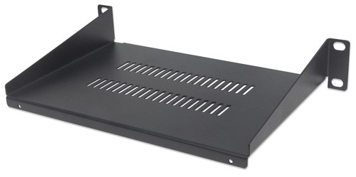 Intellinet 10 Inch Cantilever Shelf, 1U, 150 mm Depth, Vented, Black Cantilever