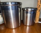 Kirkland Stainless Steel Silver Canister Set 2pc w/ Lids Handle 5 qt — photo 1
