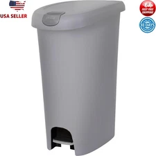Lockable Step On Trash Can 12 Gallon Slim Design Hands Free Kitchen Waste Bin US